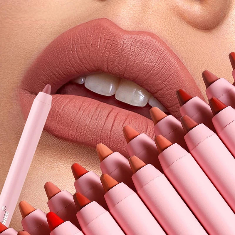  Nude Matte Lipstick Pen Lip Liner Pencil Waterproof Long Lasting Lip gloss Plum Pink Plump Lip Stain Korean Makeup