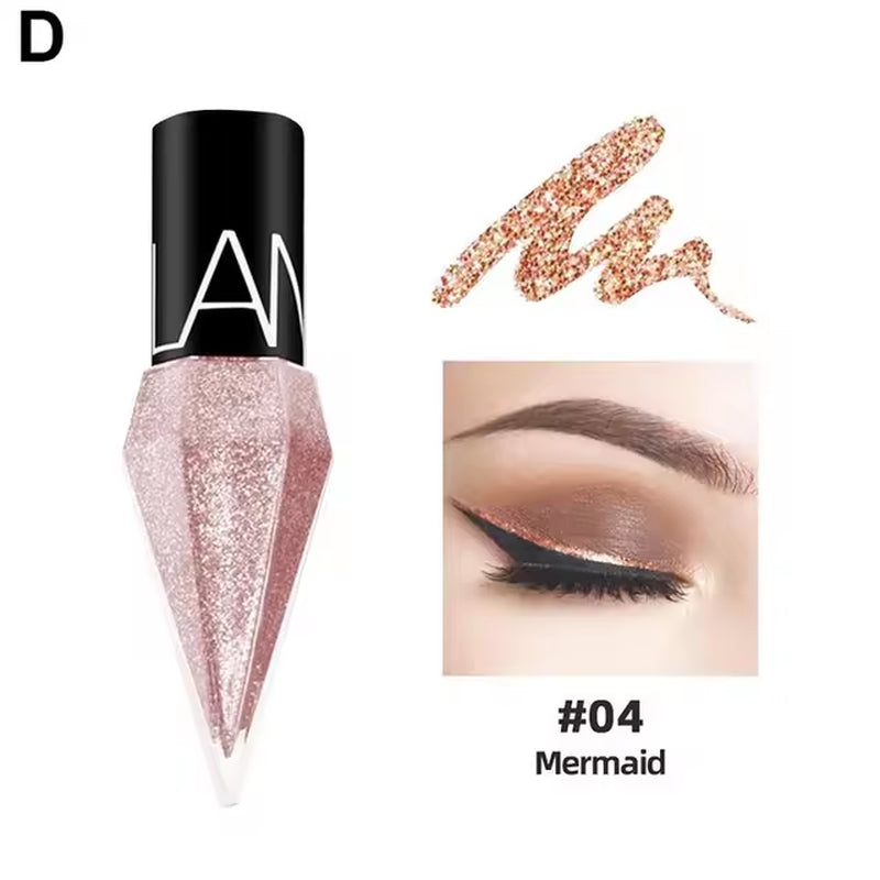 Eye Shadow Pearlescent Diamond Eye Shadow Liquid 5-Color Sequins Makeup Smooth Mini Fine Brush Eyeliner Shine and Head