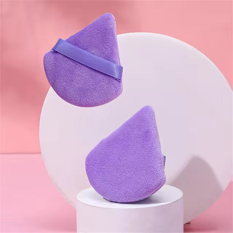 1Pc Velvet Triangle Shaped Powder Puff Wet Dry Used Washable Soft Makeup Sponge Tool for Foundation Powder Blusher