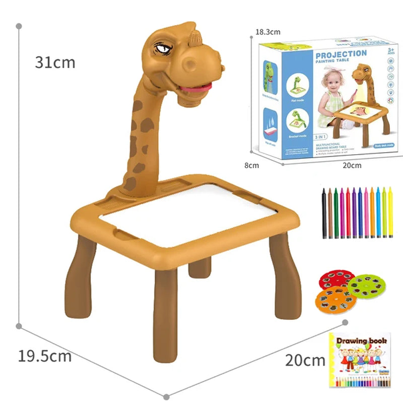 Kids Mini Led Projector Art Drawing Table Light Toy Painting Board Small Desk Educational Learning Paint Tool Craft for Children