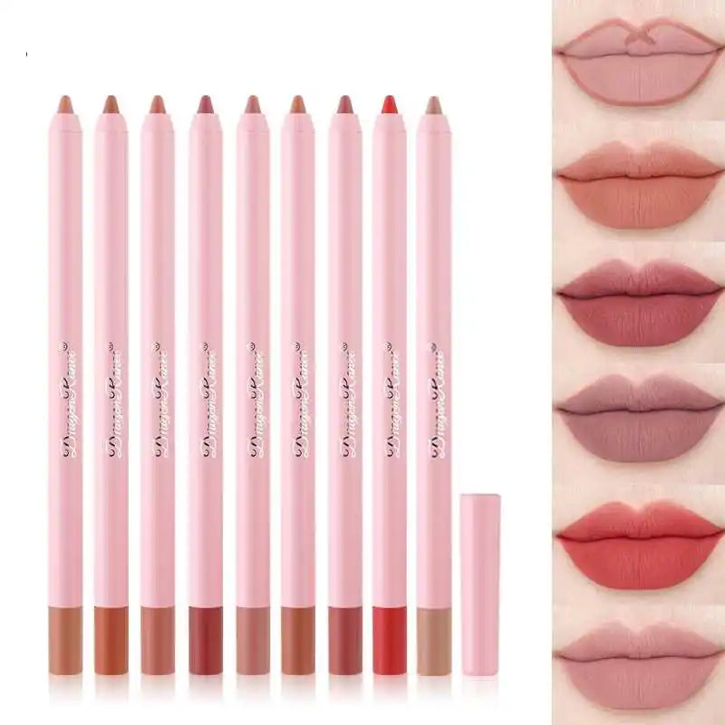  Nude Matte Lipstick Pen Lip Liner Pencil Waterproof Long Lasting Lip gloss Plum Pink Plump Lip Stain Korean Makeup