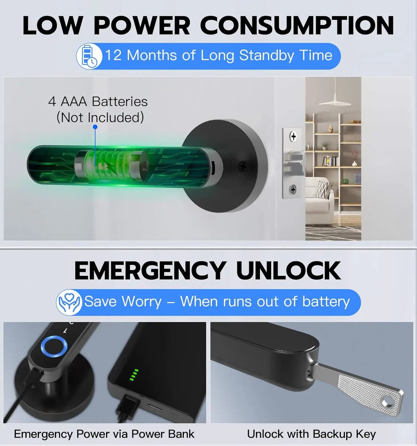 Fingerprint Door Lock with Keypad Smart Door Lock for Bedroom Electronic Lock with Passcode App Unlocking for Interior Doors