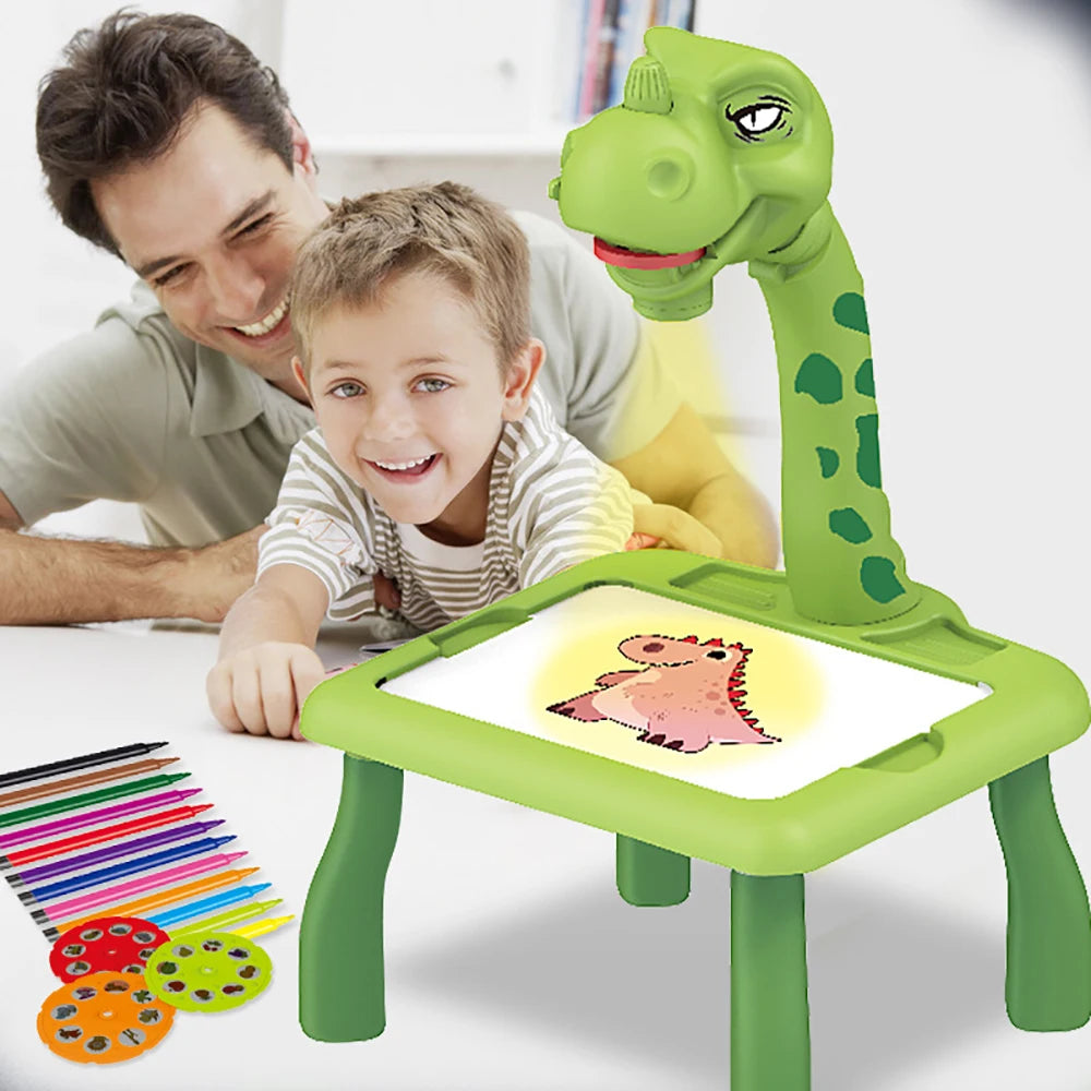 Kids Mini Led Projector Art Drawing Table Light Toy Painting Board Small Desk Educational Learning Paint Tool Craft for Children