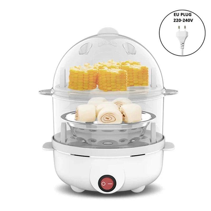 Multifunction Electric Egg Cooker Double Layers Egg Boiler Corn Milk Rapid Breakfast Cooking Egg Steamer Appliances Kitchen