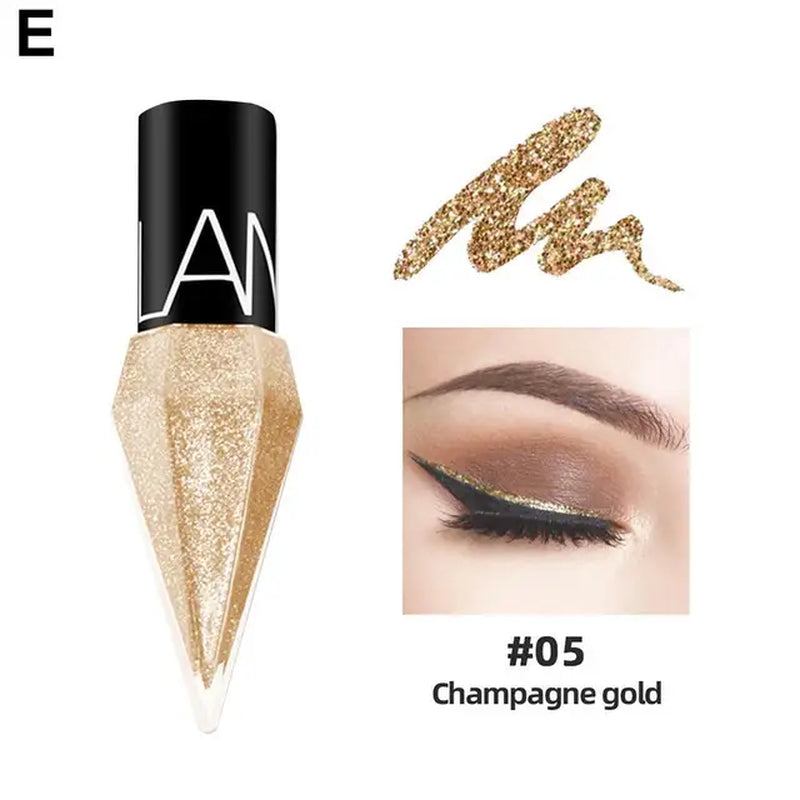 Eye Shadow Pearlescent Diamond Eye Shadow Liquid 5-Color Sequins Makeup Smooth Mini Fine Brush Eyeliner Shine and Head