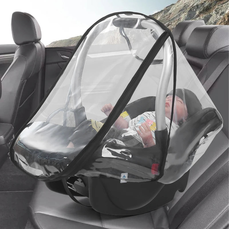 Baby Safety Seat Rain Cover Transparent EVA Baby Out Stroller Baby Carriage Rain Cover Dust Cover Rain Cover