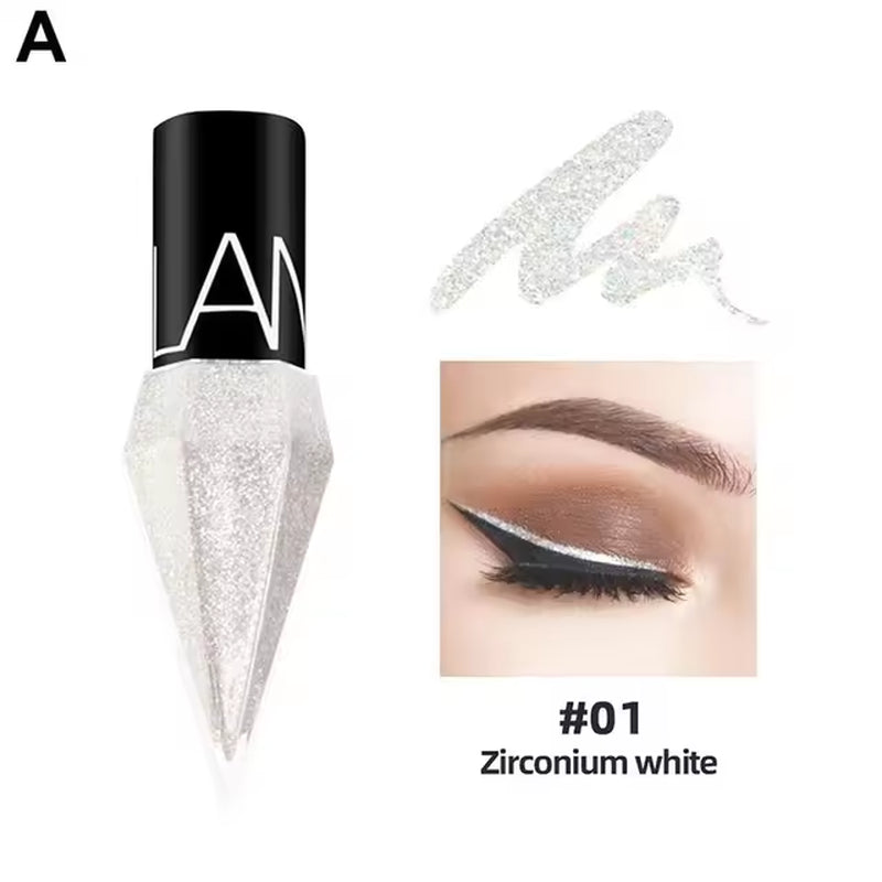 Eye Shadow Pearlescent Diamond Eye Shadow Liquid 5-Color Sequins Makeup Smooth Mini Fine Brush Eyeliner Shine and Head