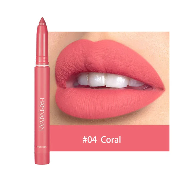  Nude Matte Lipstick Pen Lip Liner Pencil Waterproof Long Lasting Lip gloss Plum Pink Plump Lip Stain Korean Makeup