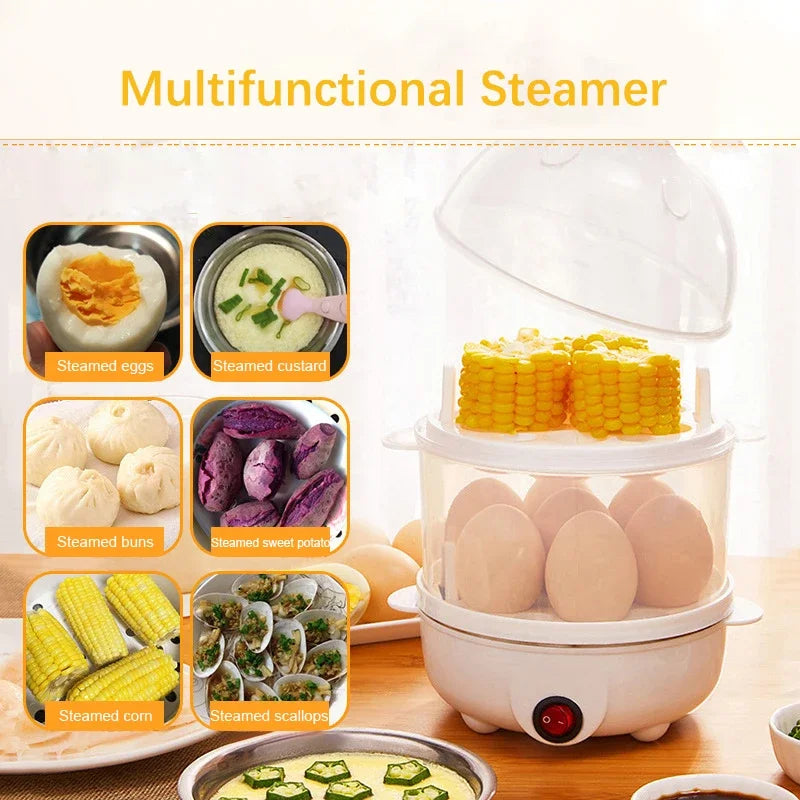 Multifunction Electric Egg Cooker Double Layers Egg Boiler Corn Milk Rapid Breakfast Cooking Egg Steamer Appliances Kitchen